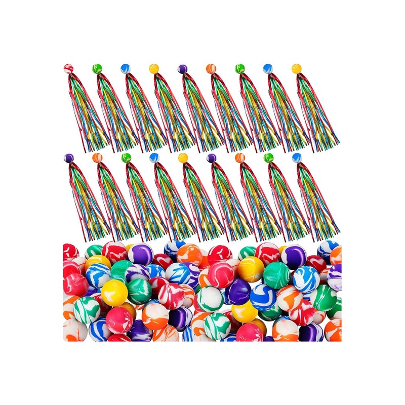 50 Pcs Kids Comet Balls Bouncy Balls with Colorful Streamers Mini Rubber Ball for Kids Little Teens Birthday Party Favors Goodie Bag Fillers Assorted Colors