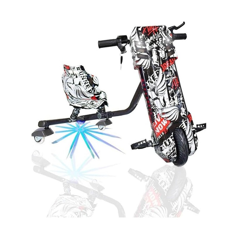 Electric Drifting Scooter 3 Wheel Trike 360 Degree best gift for Kids 36V - Black u0026 White