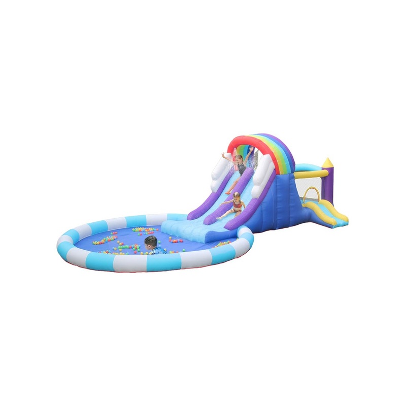 Inflatable Twin Water Slide With Bouncer for Kids Outdoor Play
