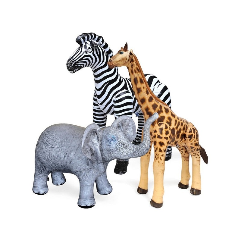Jet Creations Life on Earth Wildlife Safari Inflatable, 3-PK, Giraffe, Zebra, Elephant, Realistic Animal Bundle for Party Decoration, Pool, Birthday, Africa Jungle Photo Prop. Easy to Inflate, 1pc