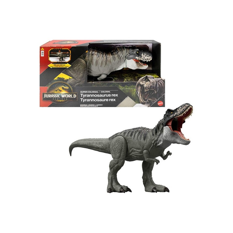 Mattel Rebirth Super Colossal Tyrannosaurus Rex Action Figure, T-Rex Dinosaur Toy Swallows Minis, Movie-Accurate Posable