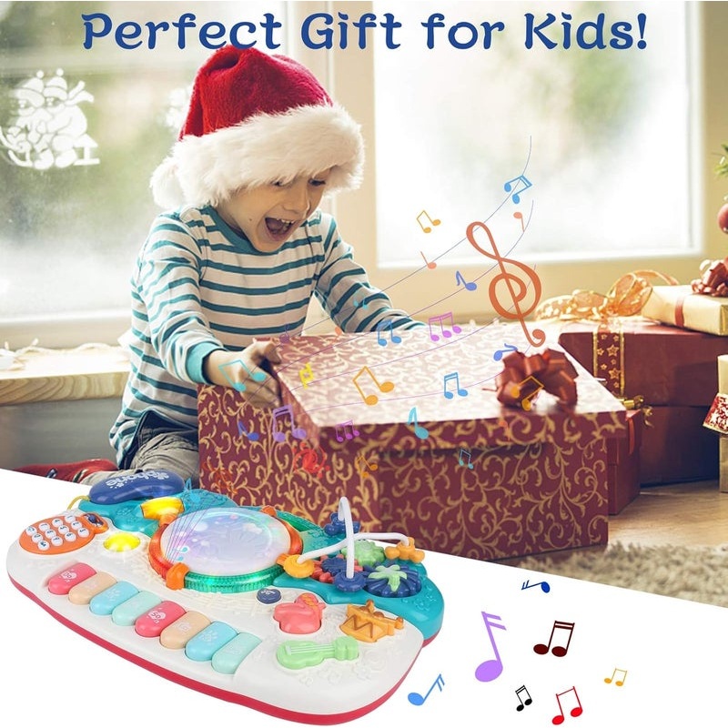 Music Toy for Toddlers  Interactive Drum u0026 Piano Keyboard  Flashing Lights, Multi-Sound Effects, Educational u0026 Fun Gift Idea, Great for Birthdays, Holidays u0026 Early Learning
