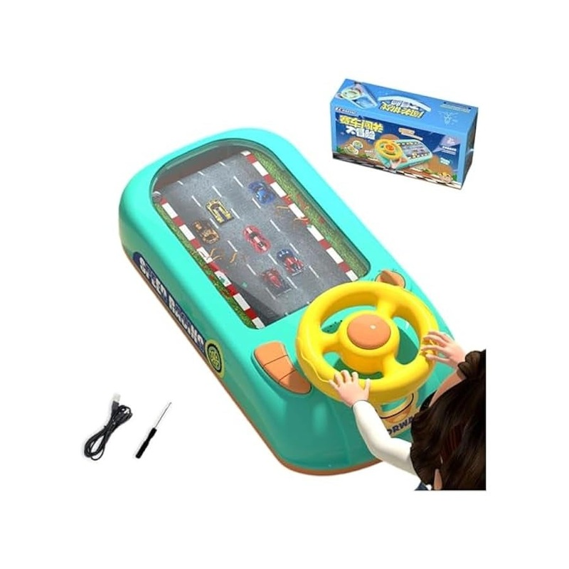 Racing Adventure Car Steering Wheel, Joy Driving Simulator, 2024 New Simulation Car Toy for Kids, Interactive Steering Wheel Toys for Kids 3+ (Green)