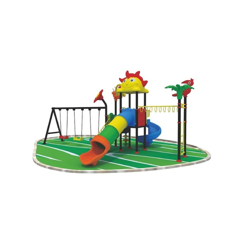 RBW TOYS Outdoor Children Playground Garden Fitness Exercise Play Set with Tunnel Slide, S slide, and 3 Swing Set