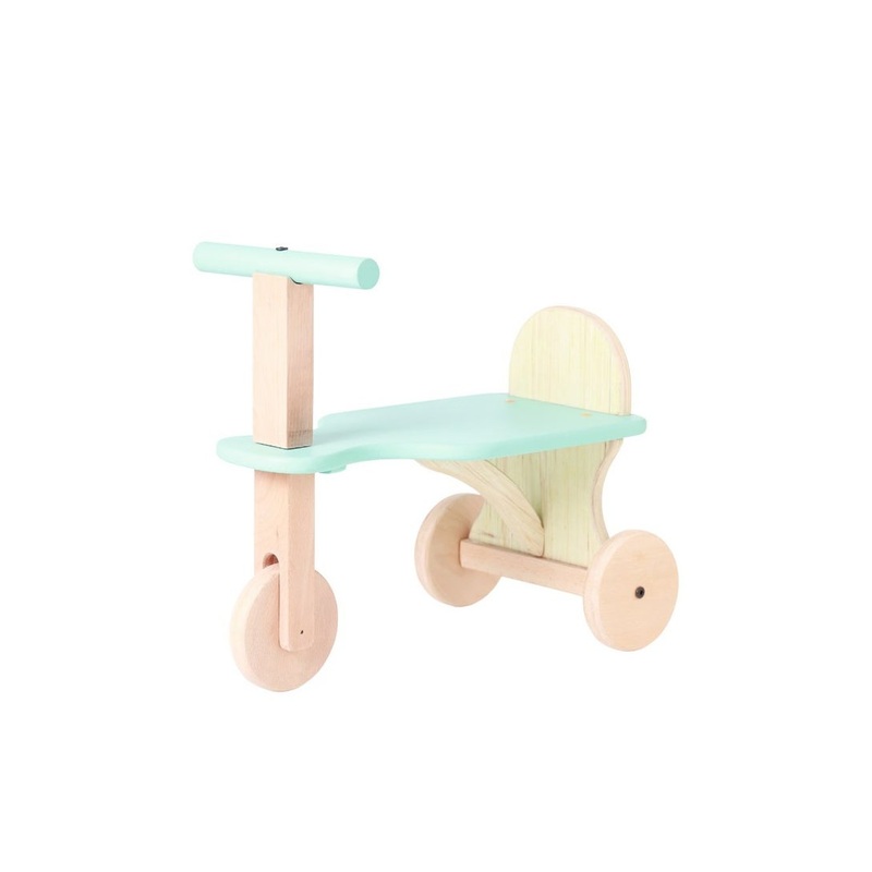Tricycle Wooden Balance Bike u0026 Push Tricycle Ride with Easy Grip Handles Wooden Tricycle for Toddlers, Blue