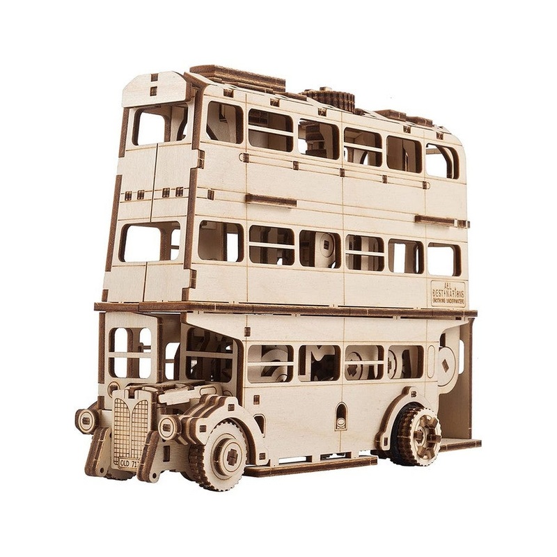 UGEARS Harry Potter Knight Bus - 3D Wooden Puzzles for Adults to Build - Wooden Bus Model Kits 3D Puzzles for Adults - Wooden Model Building DIY Craft Kit with Spring Motor and Transforming Shape