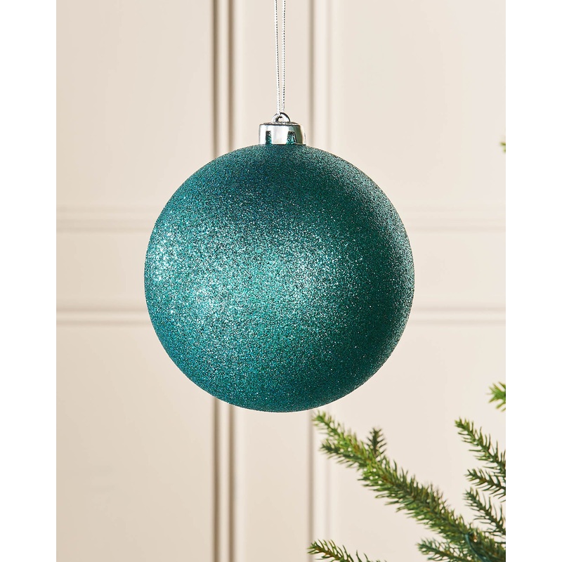 Teal Oversized Glitter Shatterproof Bauble 15 cm 3 pcs