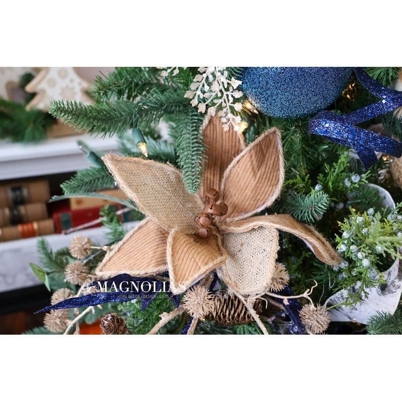 Burlap Poinsettia Pick 3 pcs