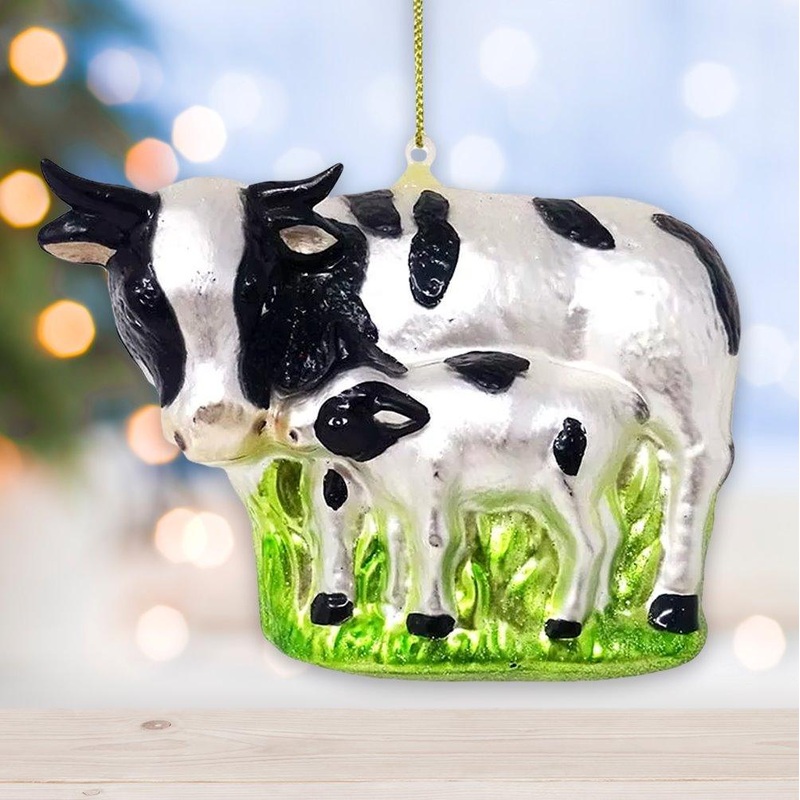 Cow and Calf Glass Christmas Ornament/90423