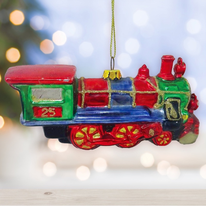 Train Glass Christmas Ornament