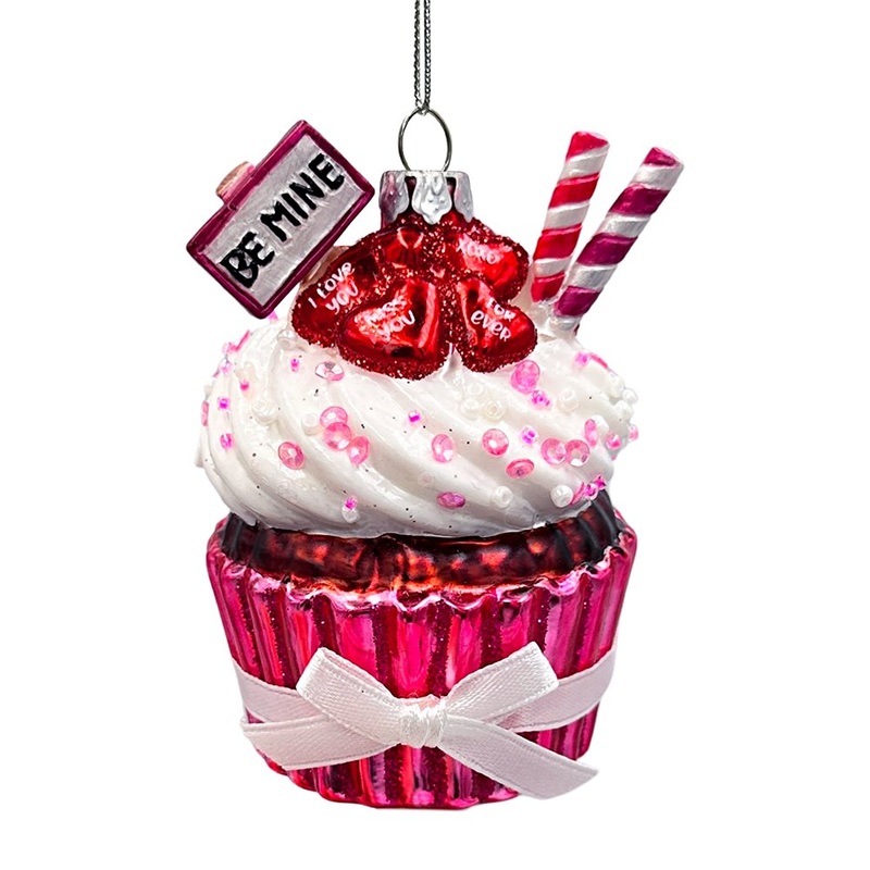 Romantic Cupcake Glass Ornament, Romantic Keepsake Christmas Decor